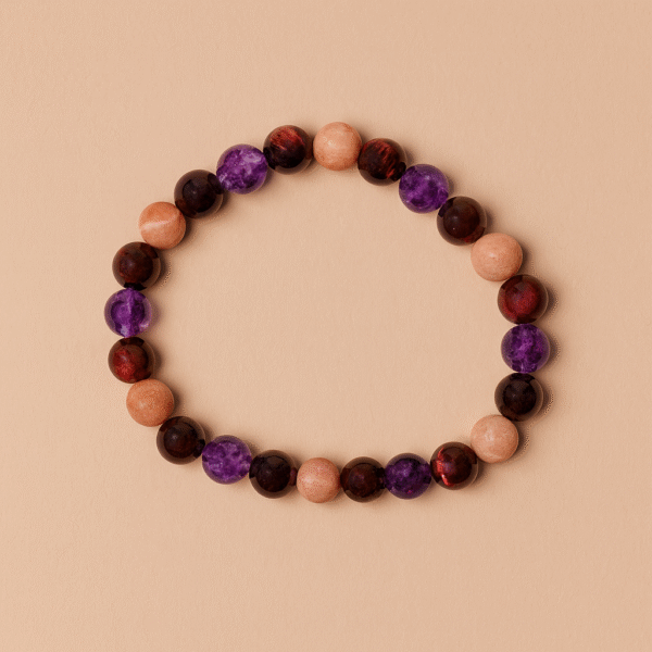 Armband Tijgeroog, Zonnesteen & Amethist Armband – Kracht en Vreugde