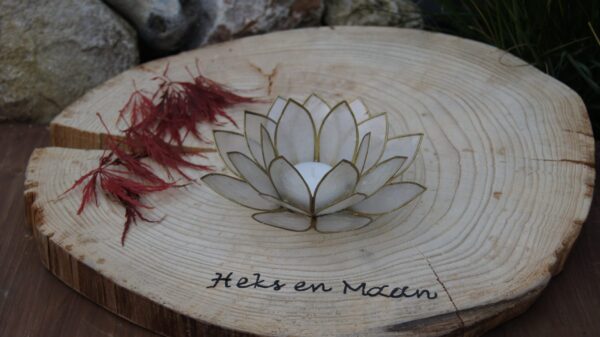 Sfeerlicht Lotus naturel met goudrand