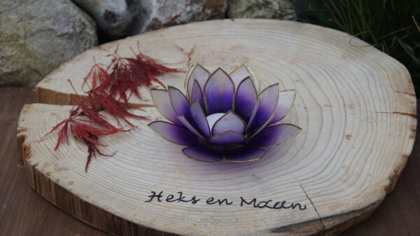 Sfeerlicht Lotus violet met goudrand