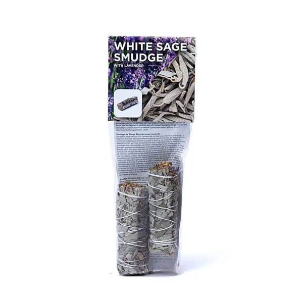 Witte salie smudge met lavendel, set van 2